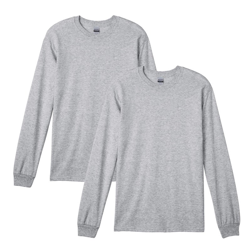 Gildan Adult DryBlend Long Sleeve T-Shirt, Style G8400, 2-Pack, Sport Grey, Small - Image 1